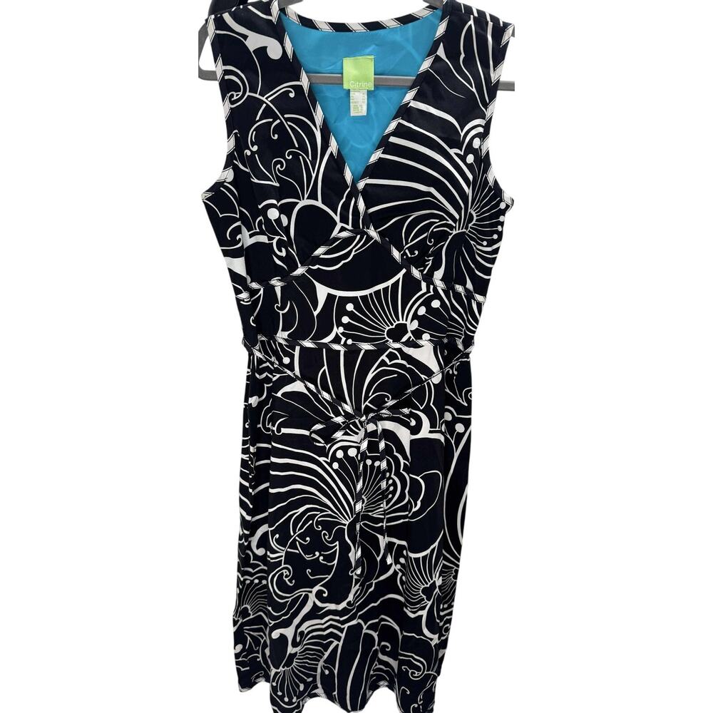 Citrine Floral Wrap Bodice Belted Dress Women’s 12 Lined